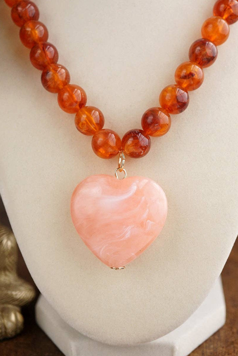 Heart Beaded Necklace-Necklaces-PennyLine inc-Stuffology - Where Vintage Meets Modern, A Boutique for Real Women in Crosbyton, TX