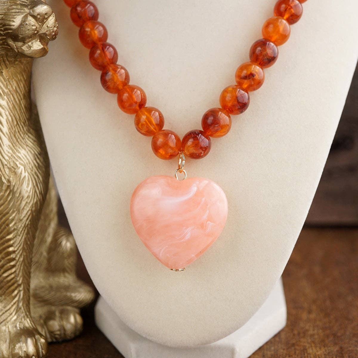 Heart Beaded Necklace-Necklaces-PennyLine inc-Stuffology - Where Vintage Meets Modern, A Boutique for Real Women in Crosbyton, TX