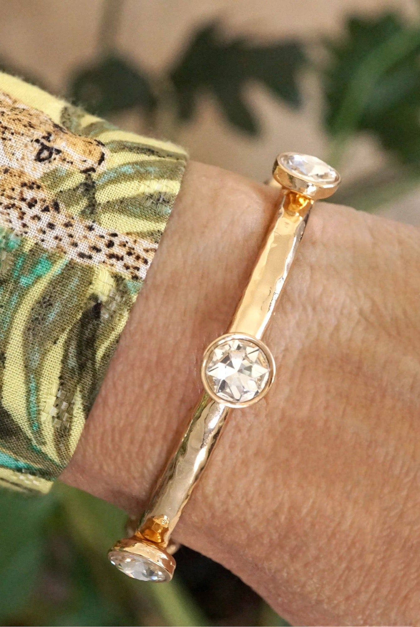 Sparkly clear crystals bangle in Gold Or Silver Tone-Bracelets-PennyLine inc-Stuffology - Where Vintage Meets Modern, A Boutique for Real Women in Crosbyton, TX