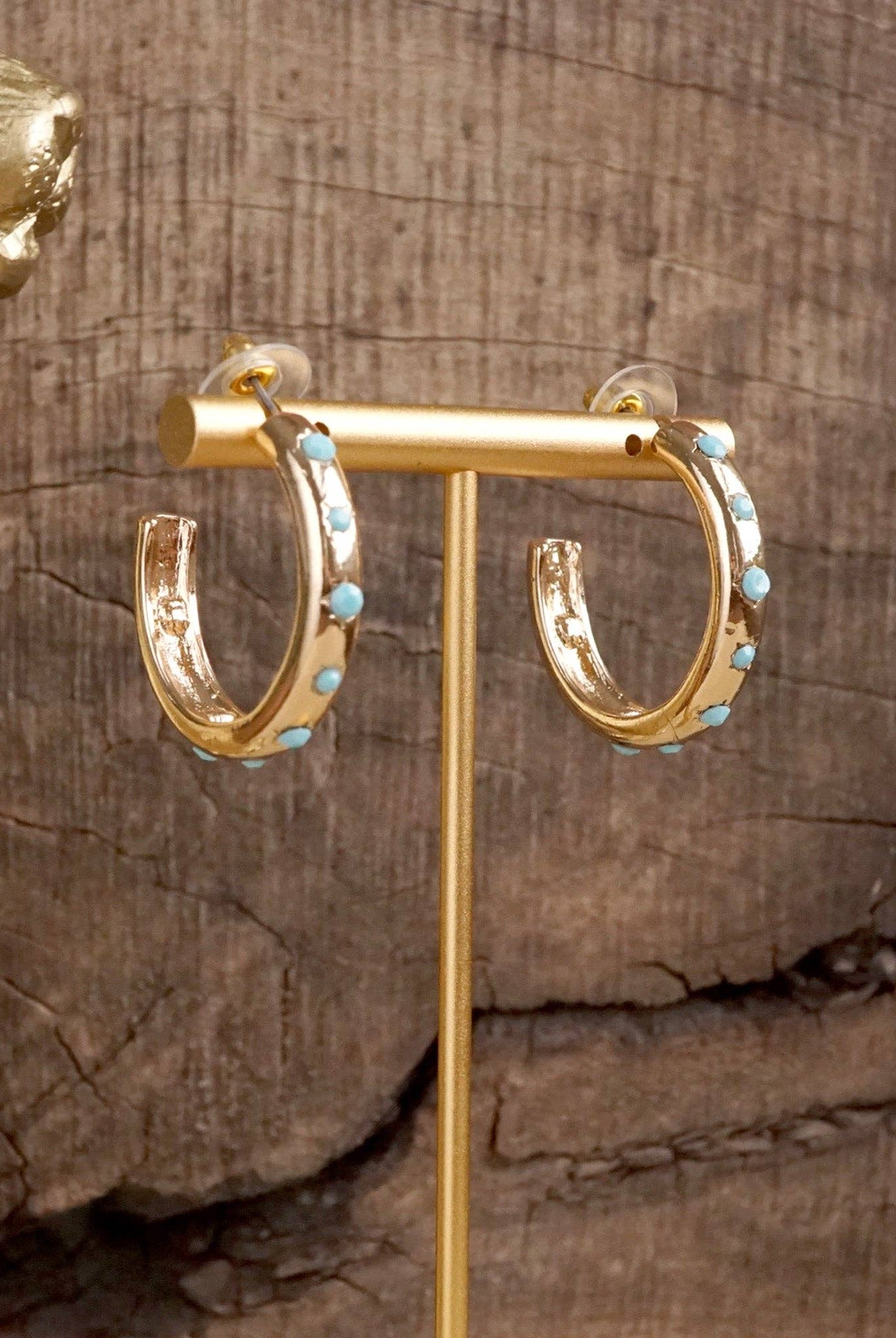 Classic Bubble Hoops – Gold with Crystal, Pearl, or Turquoise-Earrings-PennyLine inc-Stuffology - Where Vintage Meets Modern, A Boutique for Real Women in Crosbyton, TX