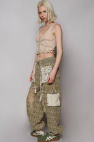 POL Clothing Sand Leopard Vintage Wash Crochet Patch Distressed Jogger Pants-Pants-Pol Clothing-Stuffology - Where Vintage Meets Modern, A Boutique for Real Women in Crosbyton, TX