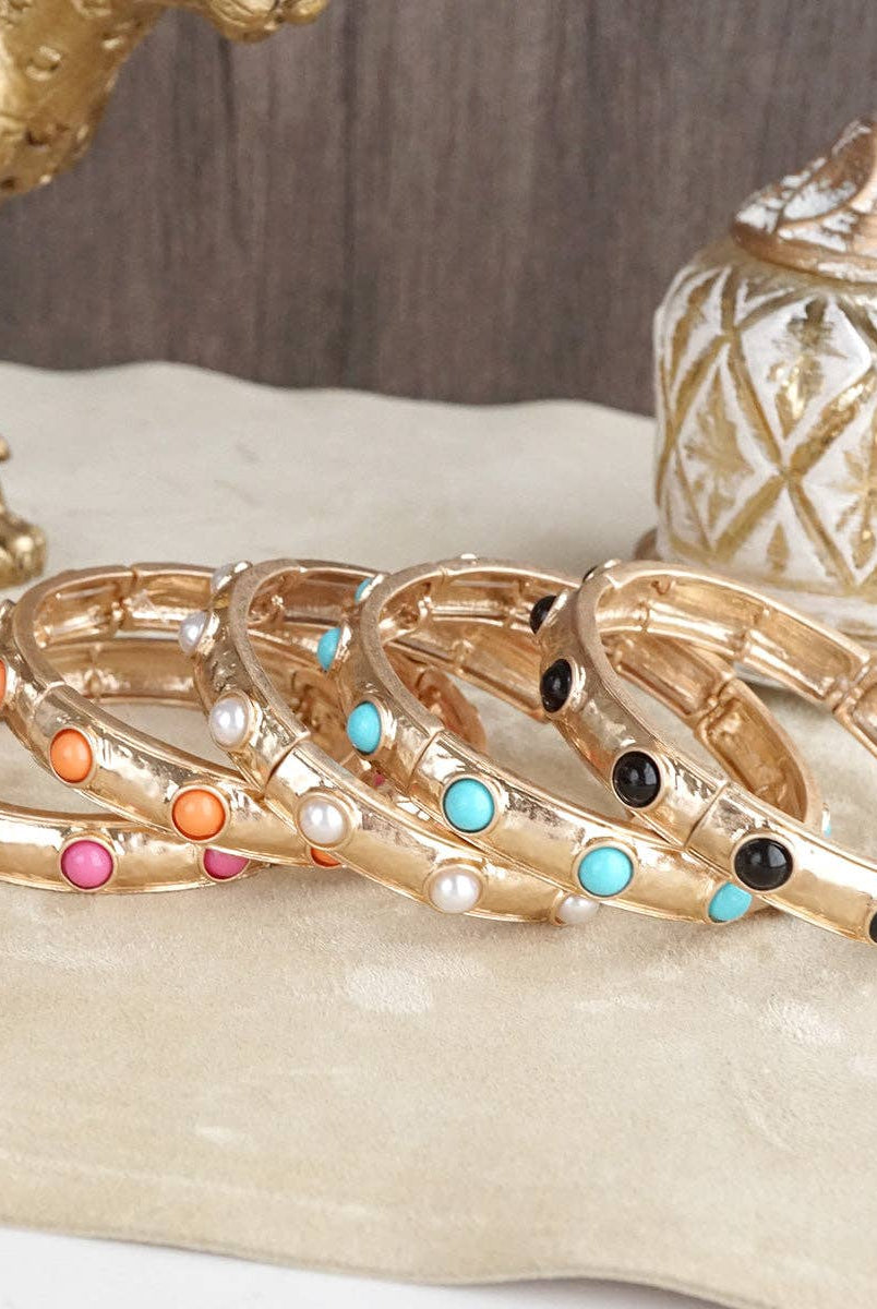Timeless Charm – Slim Cabochon Eternity Bangle-Bracelets-PennyLine inc-Stuffology - Where Vintage Meets Modern, A Boutique for Real Women in Crosbyton, TX