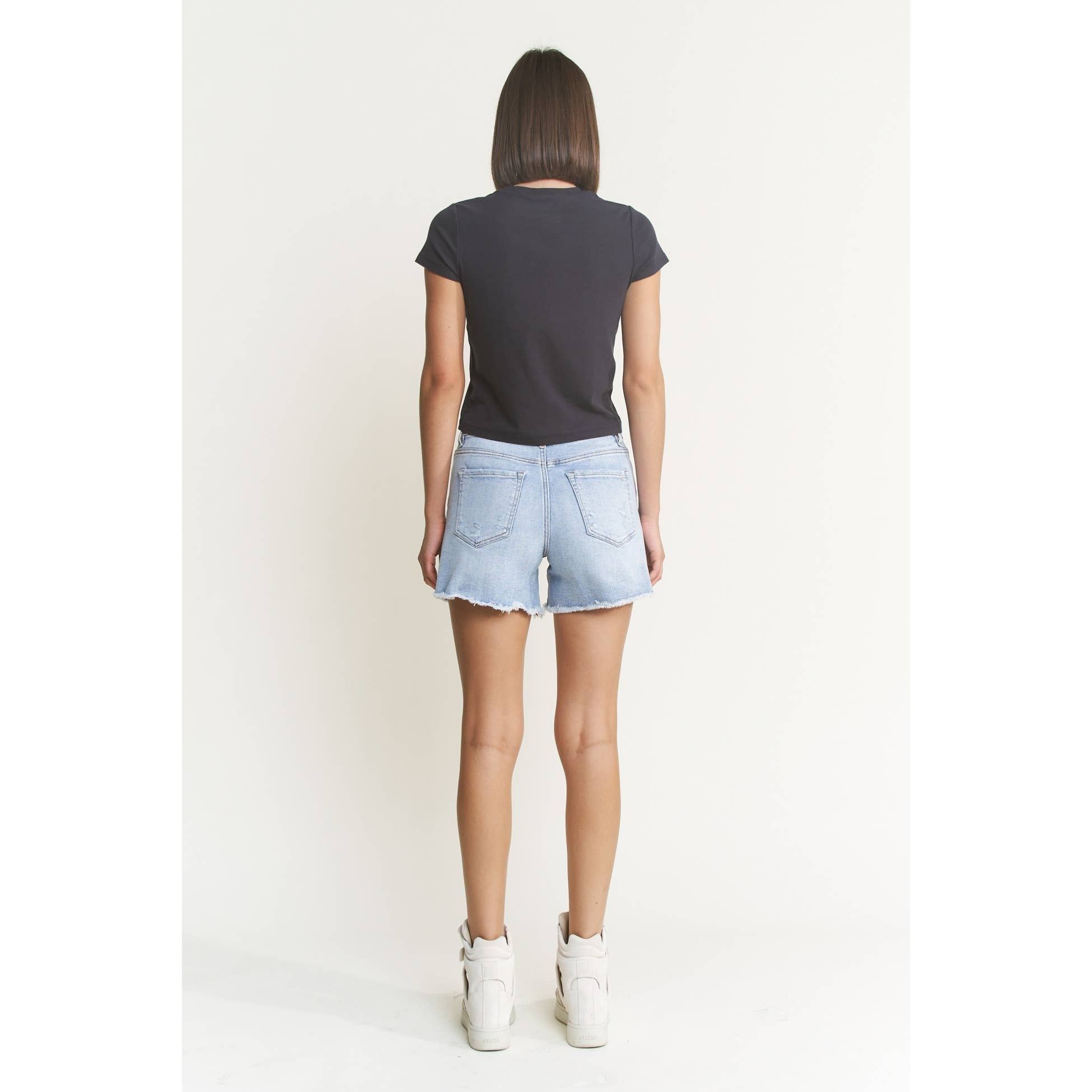 SUPER HIGH SHORTS WITH FRAYED RAW HEM-Mica Denim-Stuffology - Where Vintage Meets Modern, A Boutique for Real Women in Crosbyton, TX
