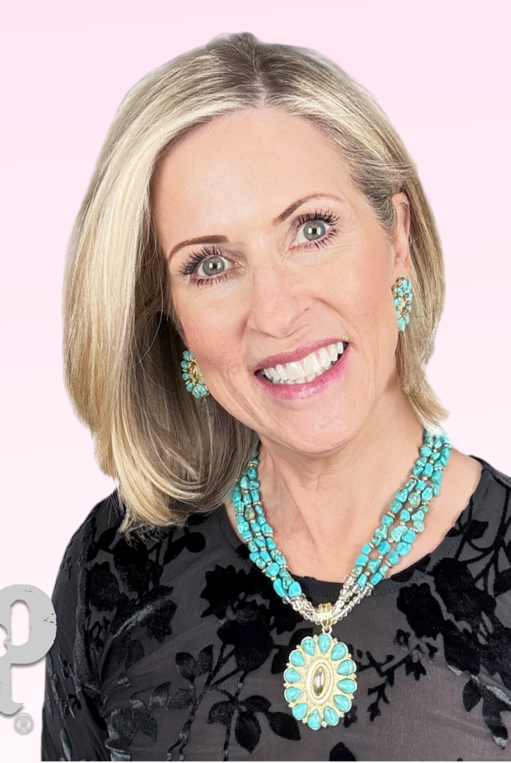 Turquoise and 18k gold dipped concho earring-Earrings-Pink Panache Brands-Stuffology - Where Vintage Meets Modern, A Boutique for Real Women in Crosbyton, TX