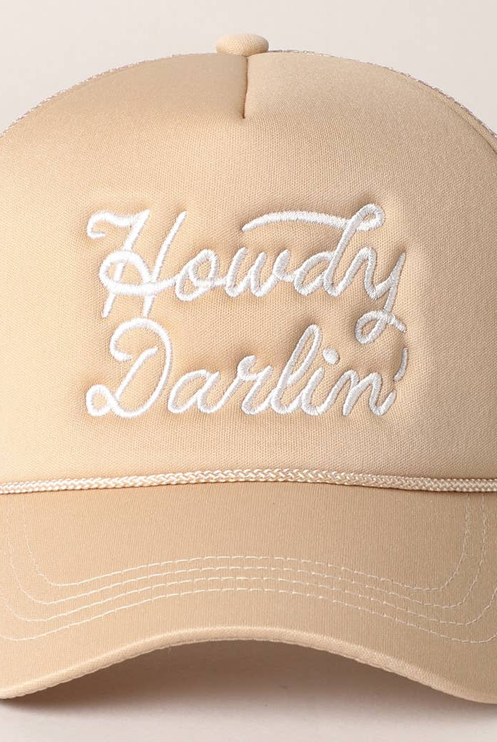 Howdy Darlin' Embroidered Mesh Back Trucker Cap | Stuffology Boutique-Hats-Fashion City-Stuffology - Where Vintage Meets Modern, A Boutique for Real Women in Crosbyton, TX
