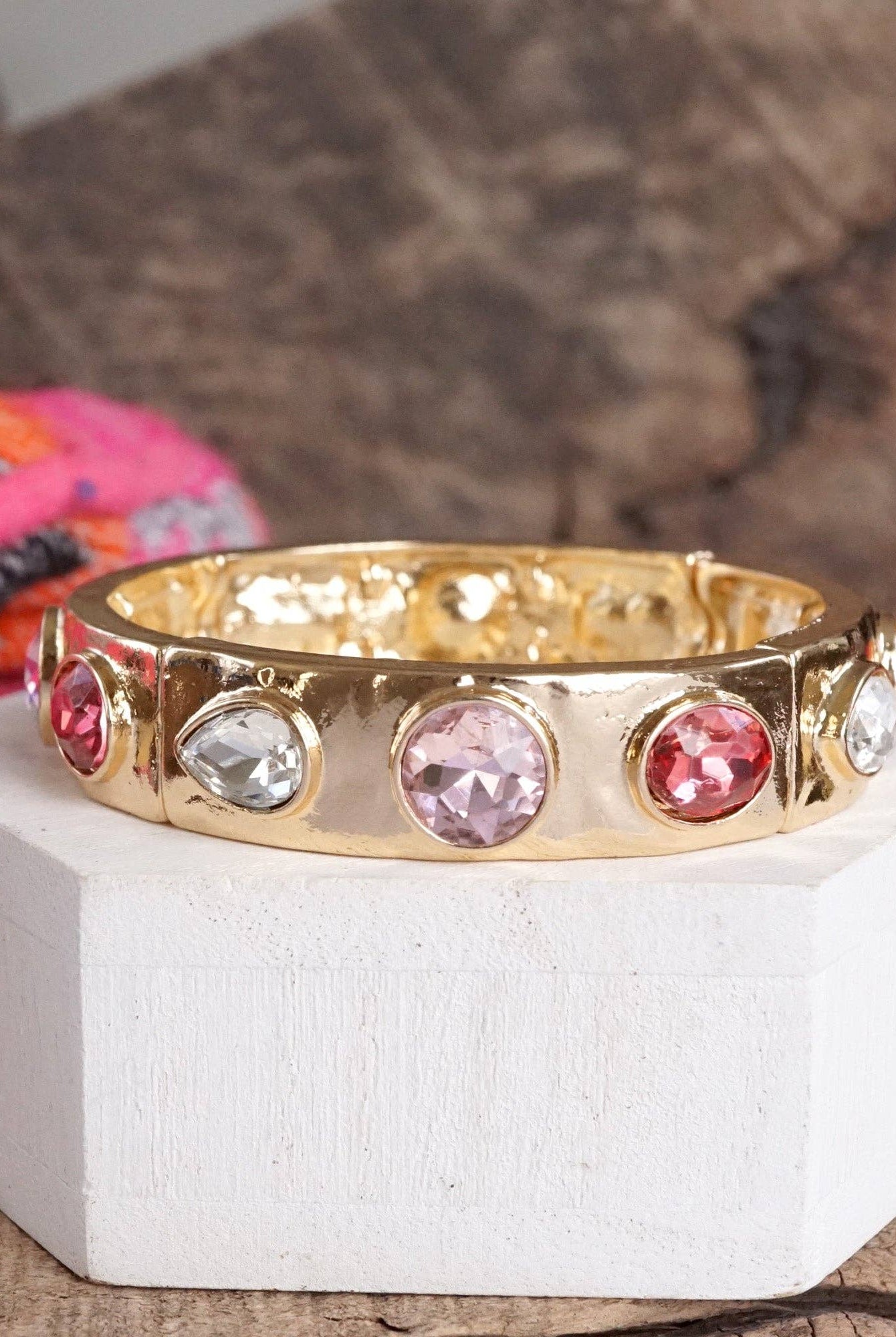 Sparkly Crystal Stretch Bangles – Gold Tone with Color Options-Bracelets-PennyLine inc-Stuffology - Where Vintage Meets Modern, A Boutique for Real Women in Crosbyton, TX