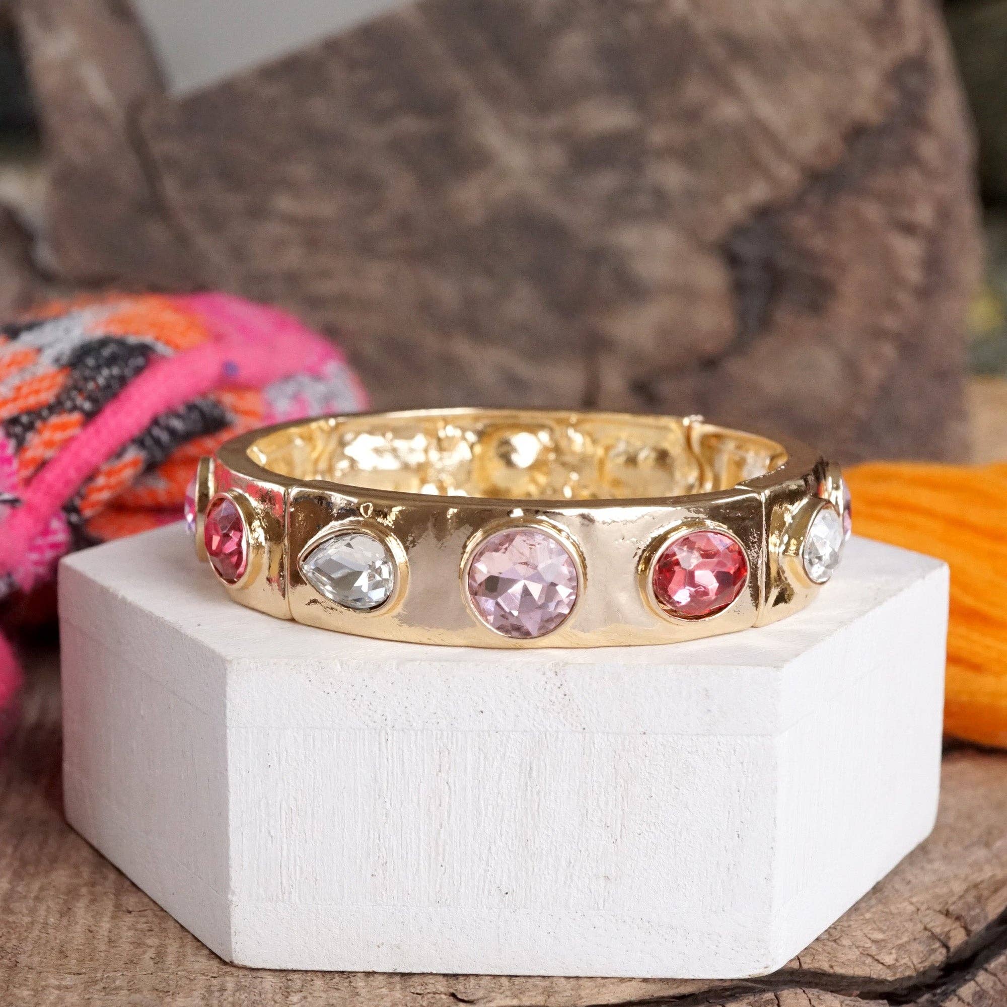 Sparkly Crystal Stretch Bangles – Gold Tone with Color Options-Bracelets-PennyLine inc-Stuffology - Where Vintage Meets Modern, A Boutique for Real Women in Crosbyton, TX