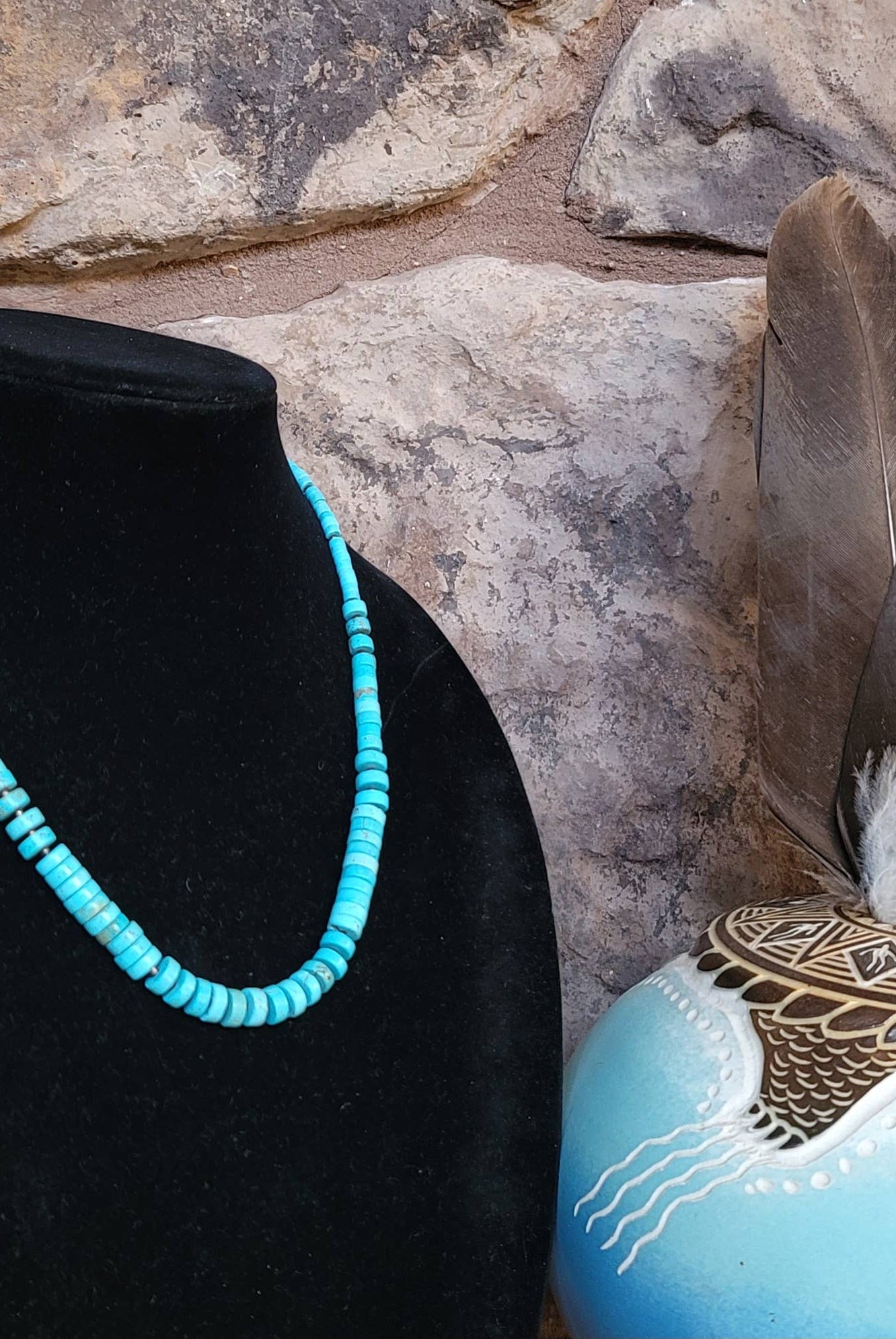 Turquoise Heishi graduated necklace with Seashell Heishi-Horse Spirit Studio-Stuffology - Where Vintage Meets Modern, A Boutique for Real Women in Crosbyton, TX