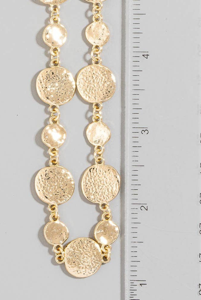 Metallic Hammered Coins Chain Necklace-Necklaces-The Looks by Fame Accessories-Stuffology - Where Vintage Meets Modern, A Boutique for Real Women in Crosbyton, TX