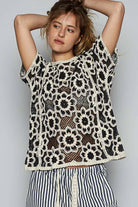 POL Clothing Round neck short sleeve crochet knit top-Top-Pol Clothing-Stuffology - Where Vintage Meets Modern, A Boutique for Real Women in Crosbyton, TX