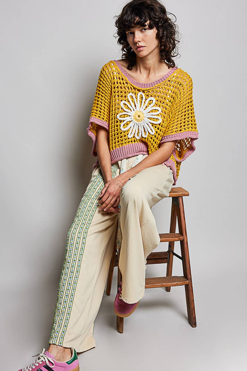 POL Clothing Round Neck Sleeveless Floral Open Crochet Sweater-Sweater Vest-Pol Clothing-Stuffology - Where Vintage Meets Modern, A Boutique for Real Women in Crosbyton, TX