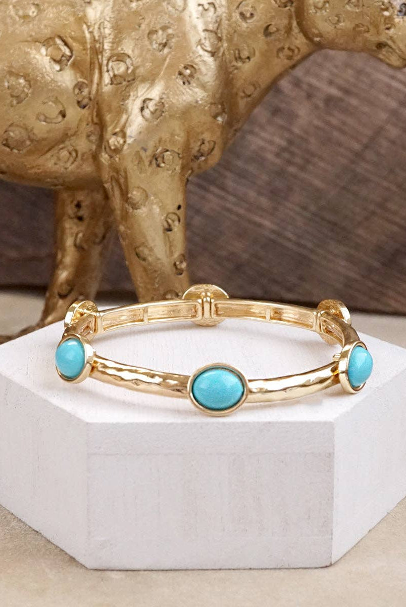 Desert Orbit – Turquoise Station Stretch Bangle-Bracelets-PennyLine inc-Stuffology - Where Vintage Meets Modern, A Boutique for Real Women in Crosbyton, TX