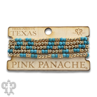 Gold and turquoise bead five strand bracelet-Bracelets-Pink Panache Brands-Stuffology - Where Vintage Meets Modern, A Boutique for Real Women in Crosbyton, TX