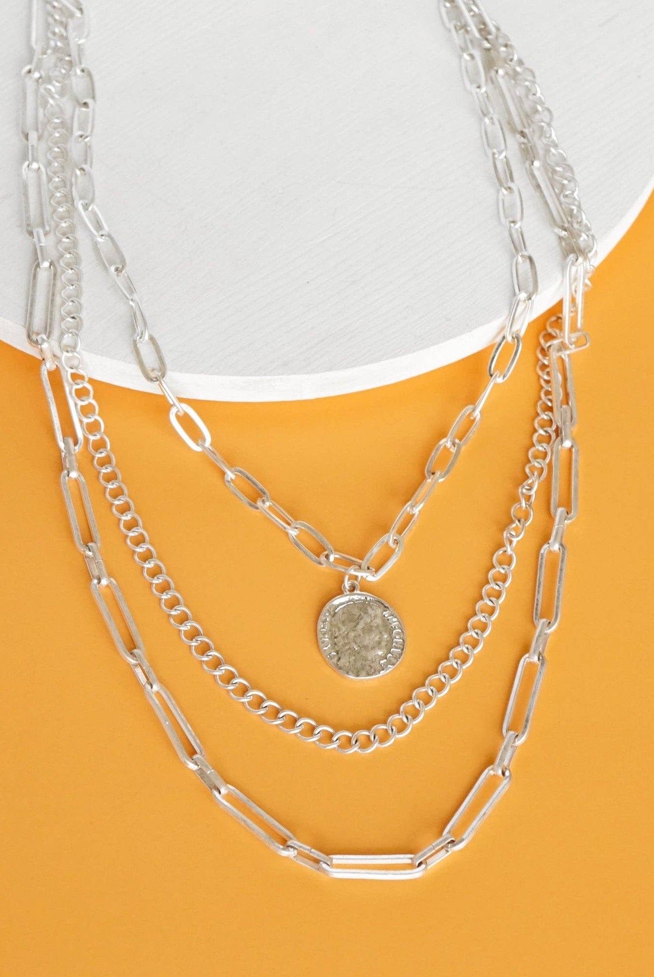 Multi Layer Coin Pendant Chain Necklace Gold or Silver Tone-Necklaces-PennyLine inc-Stuffology - Where Vintage Meets Modern, A Boutique for Real Women in Crosbyton, TX