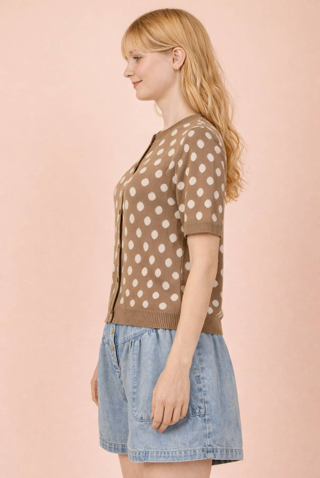 Polka Dot Button Down Knit Sweater Cardigan-Sweater Cardigan-VERY J-Stuffology - Where Vintage Meets Modern, A Boutique for Real Women in Crosbyton, TX