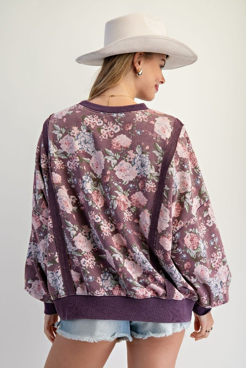 Easel Floral “Love”Sweatshirt-Tops-Easel-Stuffology - Where Vintage Meets Modern, A Boutique for Real Women in Crosbyton, TX