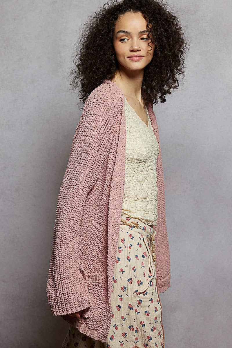 POL Clothing - Long sleeve front pocket chenille sweater open cardigan-Sweater Cardigan-Pol Clothing-Stuffology - Where Vintage Meets Modern, A Boutique for Real Women in Crosbyton, TX