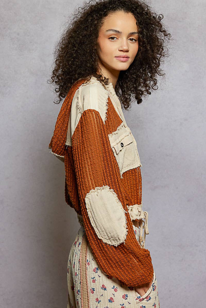 POL Clothing Open Knit Frayed Jacket-Jackets-Pol Clothing-Stuffology - Where Vintage Meets Modern, A Boutique for Real Women in Crosbyton, TX