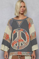 POL Clothing - Peace Sign Top-Pullover Top-Pol Clothing-Stuffology - Where Vintage Meets Modern, A Boutique for Real Women in Crosbyton, TX