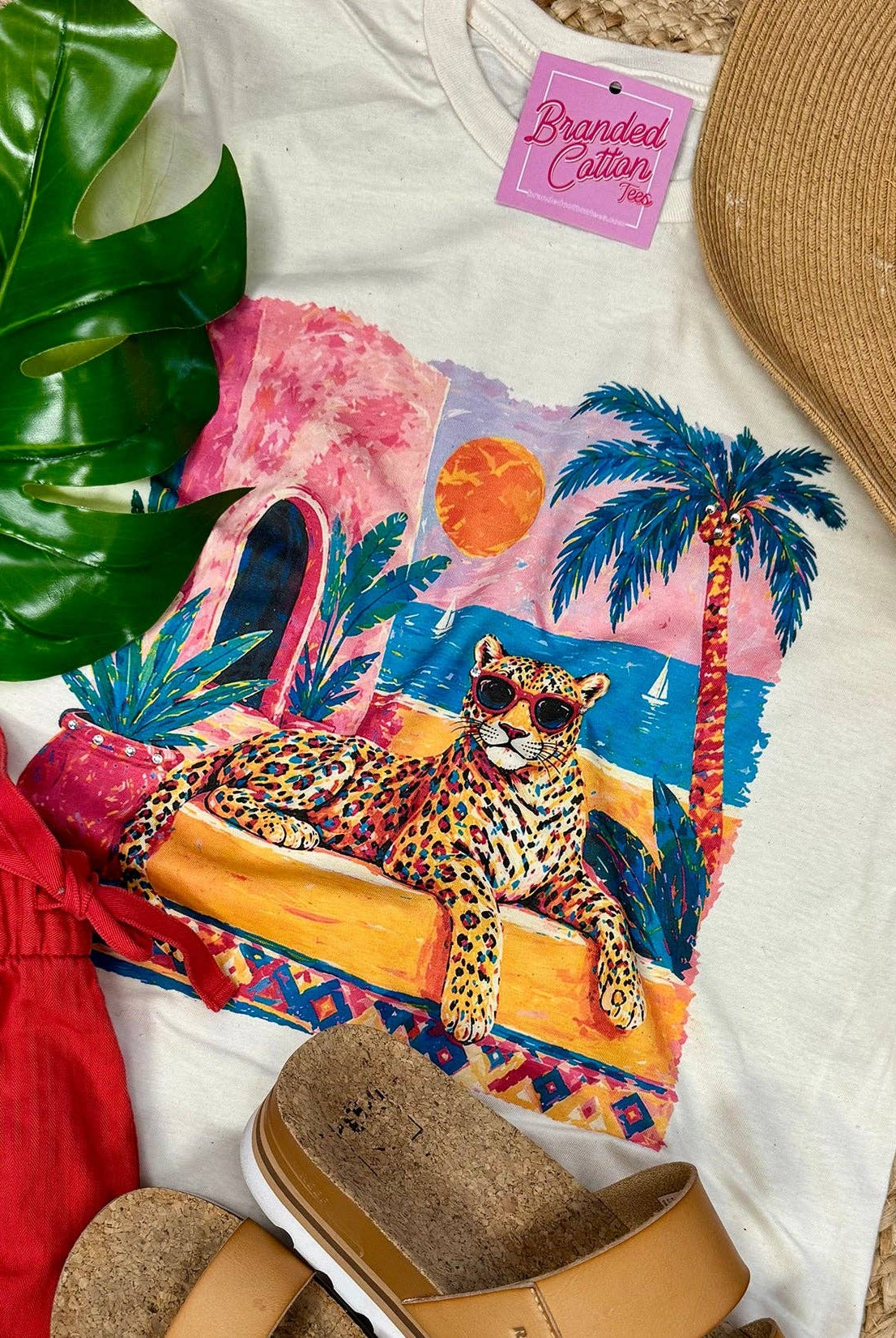 Tiger Summer Bling Tee-Graphic Tees-Branded Cotton-Stuffology - Where Vintage Meets Modern, A Boutique for Real Women in Crosbyton, TX