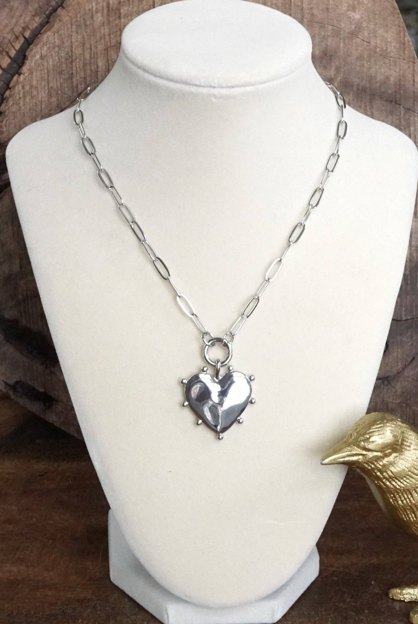 Modern Spiky Heart Paperclip Necklace - Gold Tone-necklace-PennyLine inc-Stuffology - Where Vintage Meets Modern, A Boutique for Real Women in Crosbyton, TX