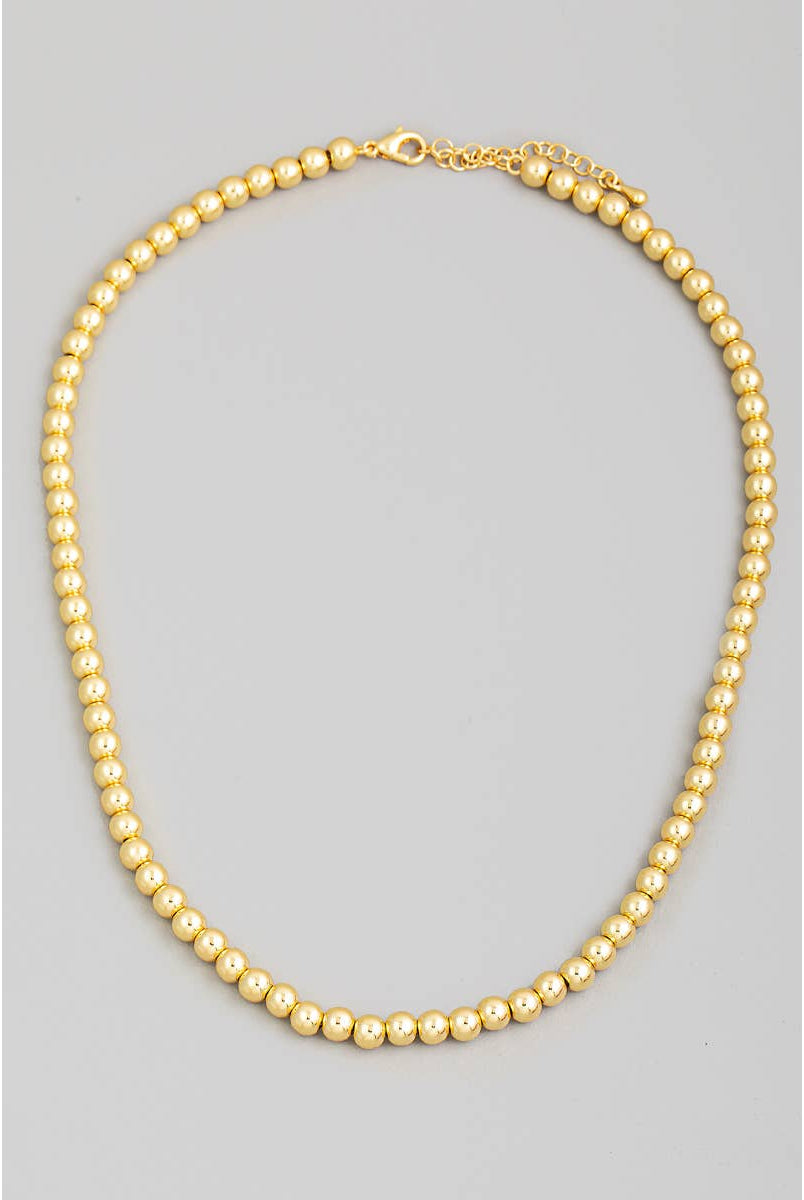 Gold Dipped Ball Beaded Necklace-Necklaces-The Looks by Fame Accessories-Stuffology - Where Vintage Meets Modern, A Boutique for Real Women in Crosbyton, TX