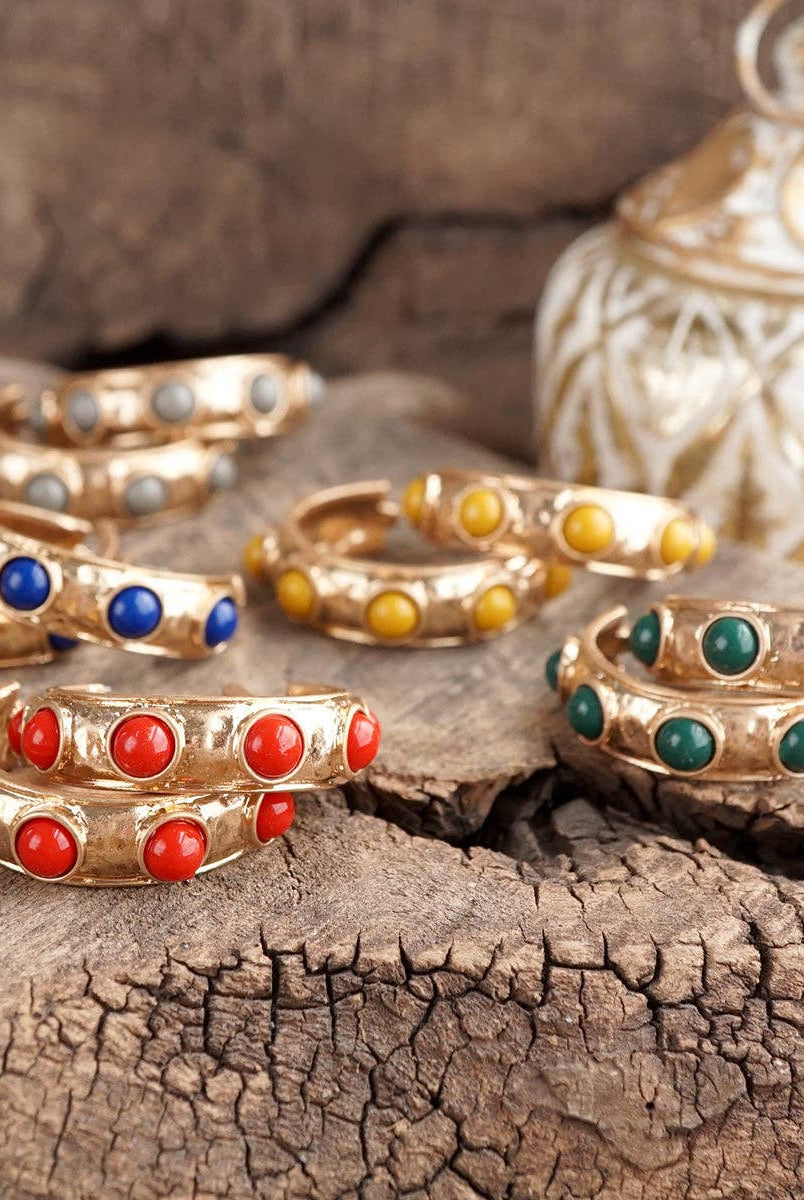 Jeweled Bubble Hoop Earrings – Colorful Acrylic Cabochons-PennyLine inc-Stuffology - Where Vintage Meets Modern, A Boutique for Real Women in Crosbyton, TX