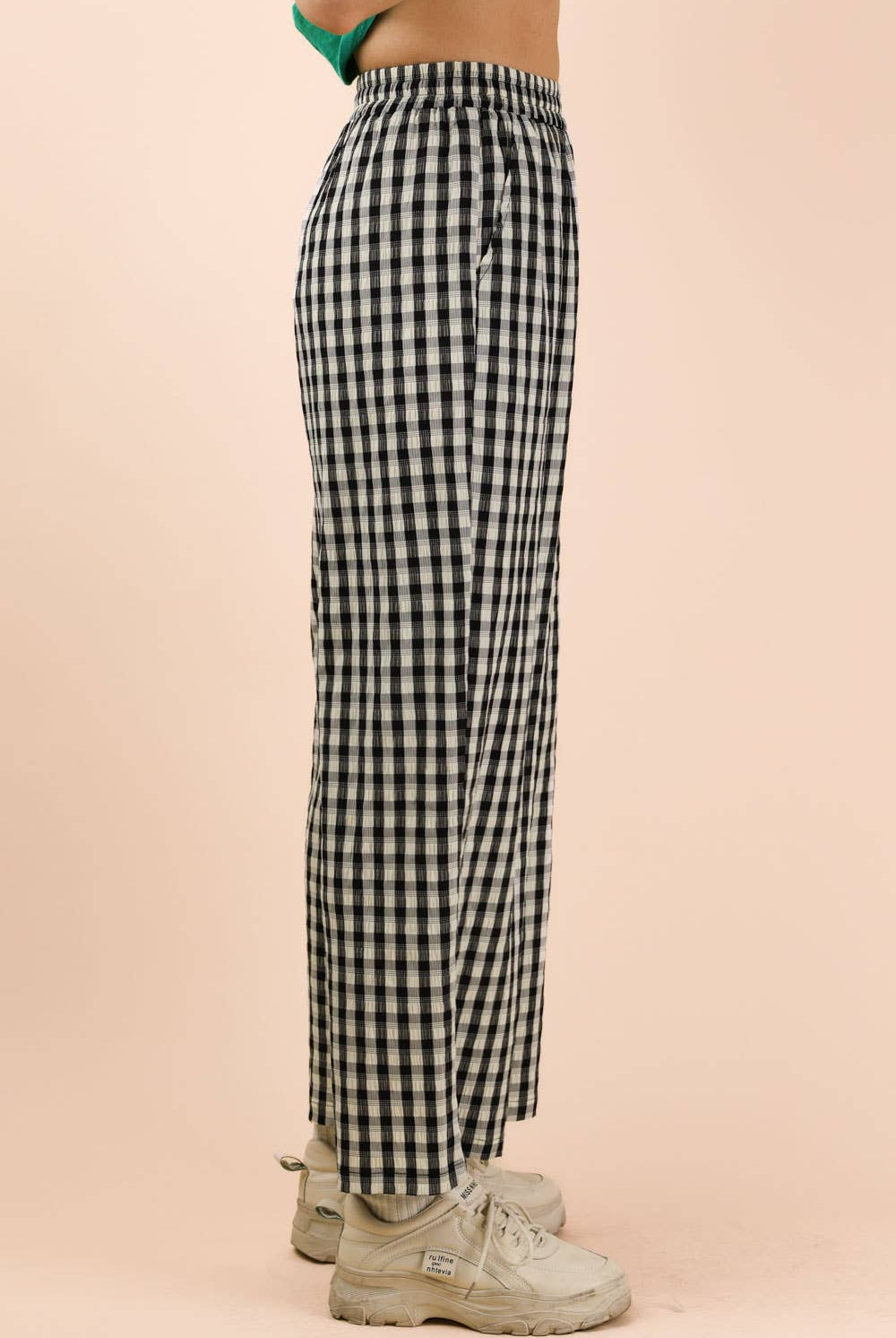 Elastic Waist Checkered Casual Pants-Pants-VERY J-Stuffology - Where Vintage Meets Modern, A Boutique for Real Women in Crosbyton, TX