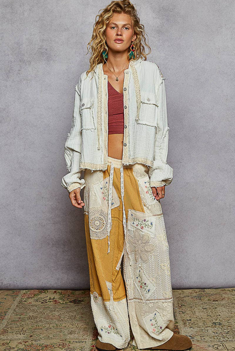 Vintage Wash Double Gauze Hoodie Jacket-Hoodie-Pol Clothing-Stuffology - Where Vintage Meets Modern, A Boutique for Real Women in Crosbyton, TX