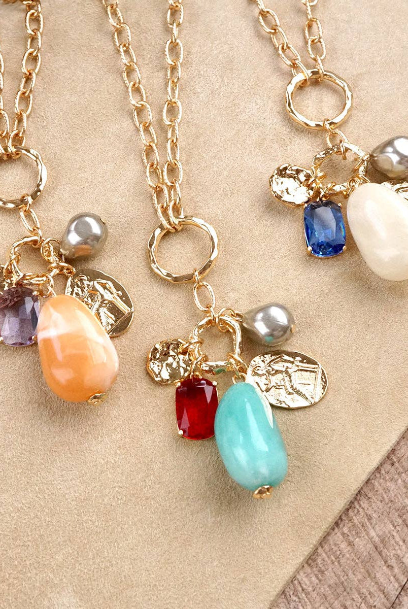 Desert Bloom – Long Cluster Charm Necklace-Necklaces-PennyLine inc-Stuffology - Where Vintage Meets Modern, A Boutique for Real Women in Crosbyton, TX