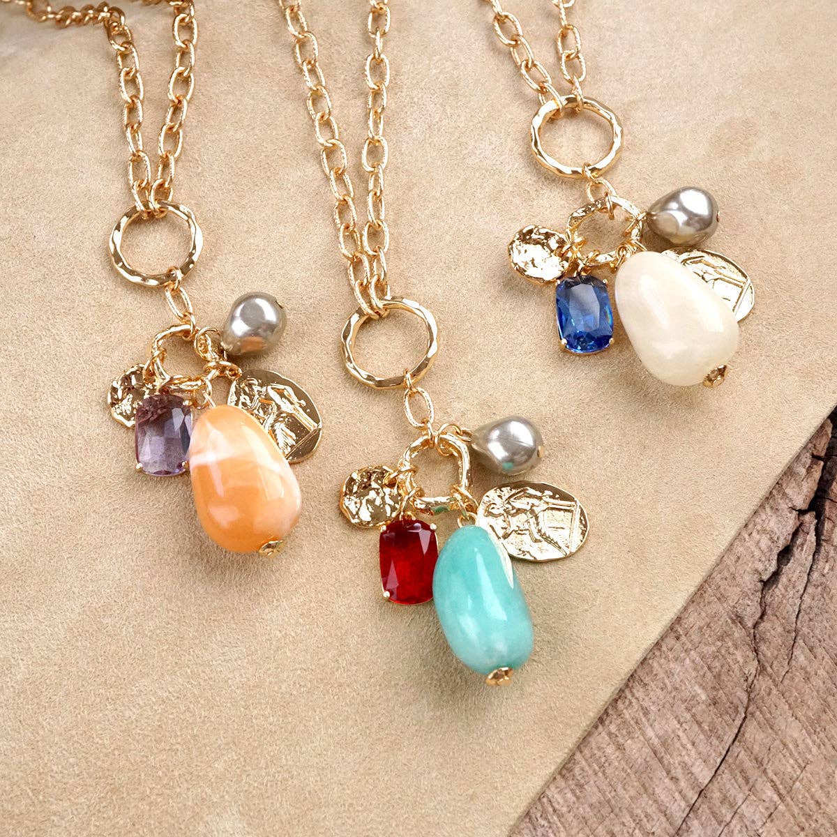 Desert Bloom – Long Cluster Charm Necklace-Necklaces-PennyLine inc-Stuffology - Where Vintage Meets Modern, A Boutique for Real Women in Crosbyton, TX