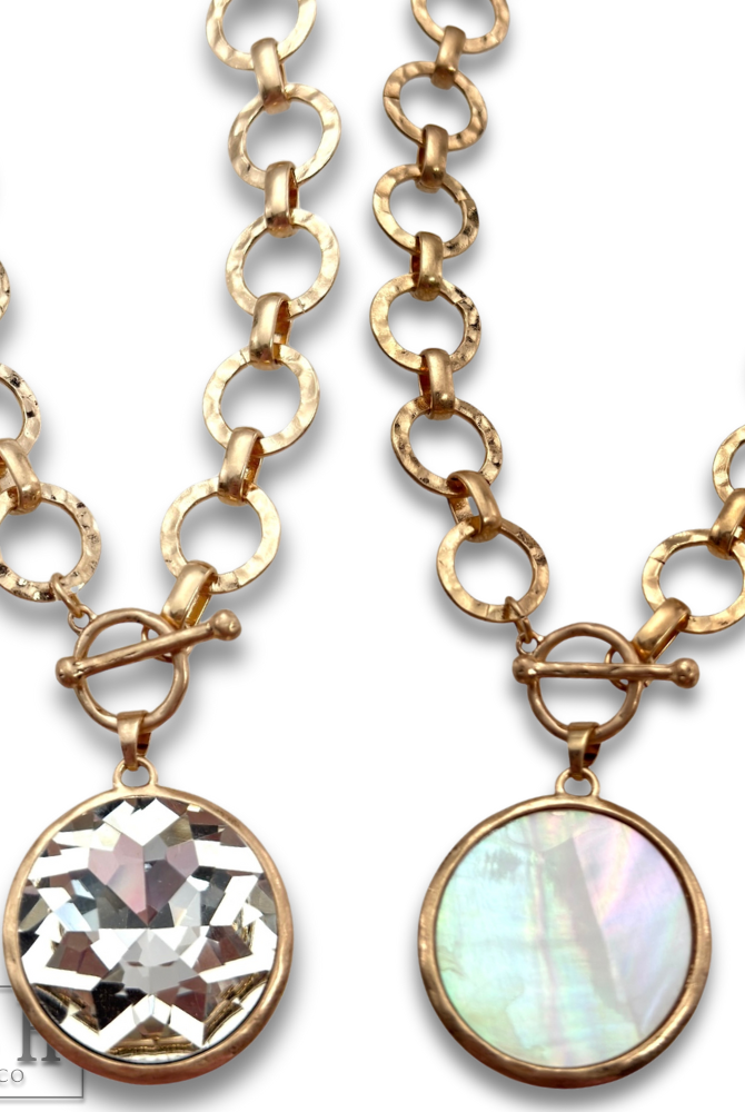 Chunky chain and round pendant necklace-Pink Panache Brands-Stuffology - Where Vintage Meets Modern, A Boutique for Real Women in Crosbyton, TX