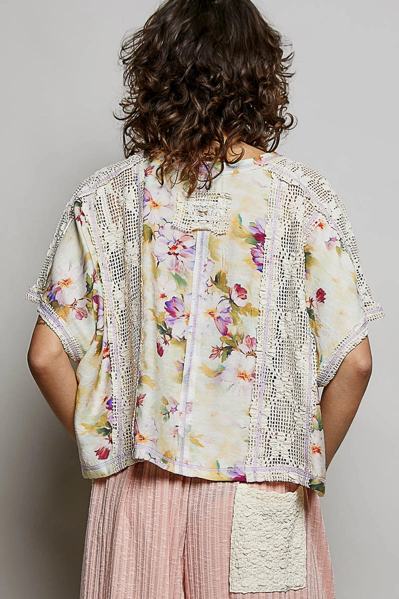 POL Clothing Patchwork Crochet Floral Top-TOP-Stuffology Boutique -Stuffology - Where Vintage Meets Modern, A Boutique for Real Women in Crosbyton, TX