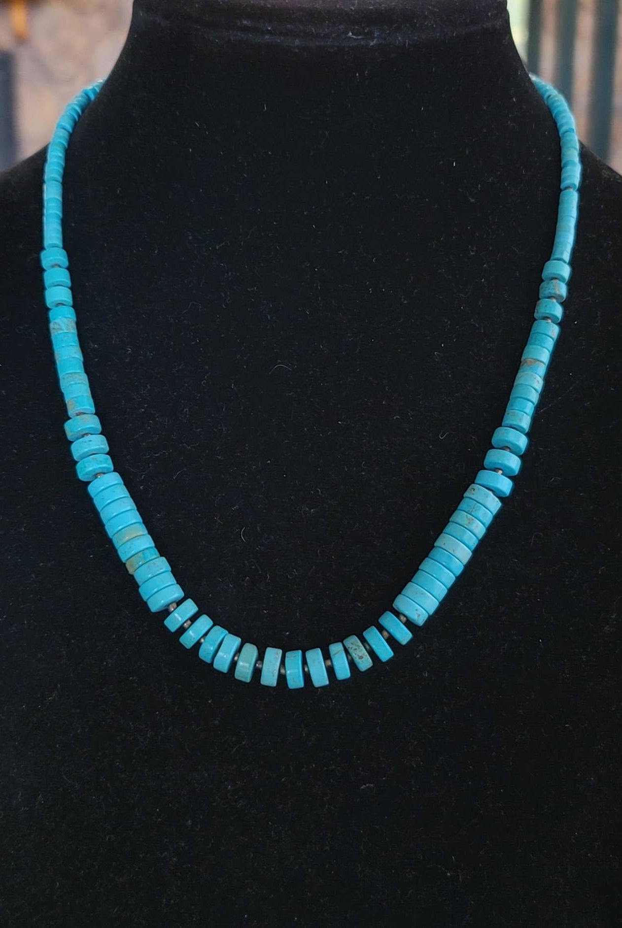 Turquoise Heishi graduated necklace with Seashell Heishi-Horse Spirit Studio-Stuffology - Where Vintage Meets Modern, A Boutique for Real Women in Crosbyton, TX
