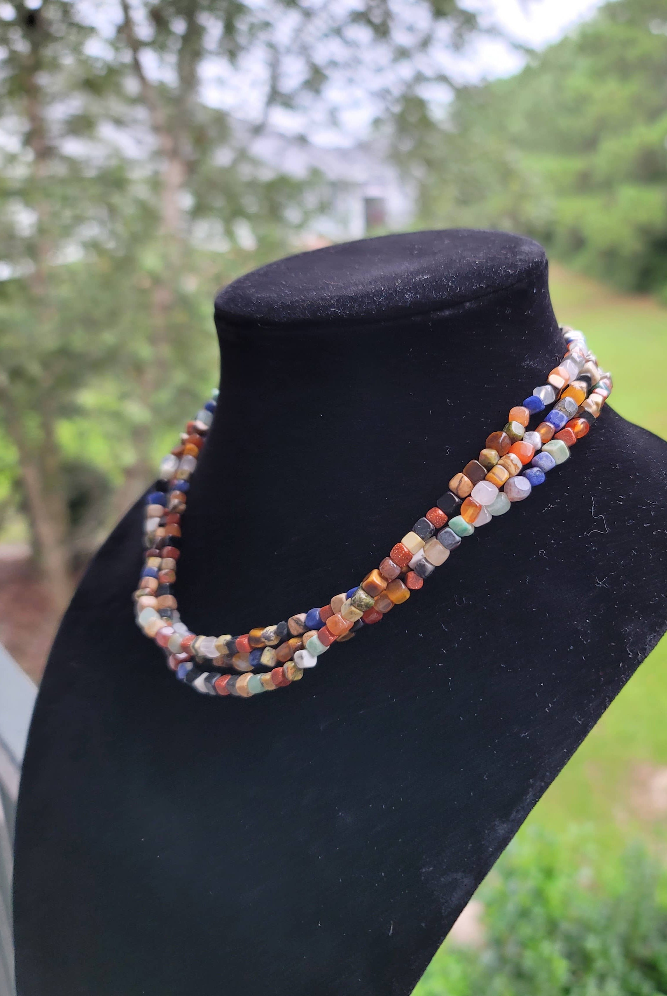 Natural gemstones 3 strand choker Native Southwest handmade-Horse Spirit Studio-Stuffology - Where Vintage Meets Modern, A Boutique for Real Women in Crosbyton, TX