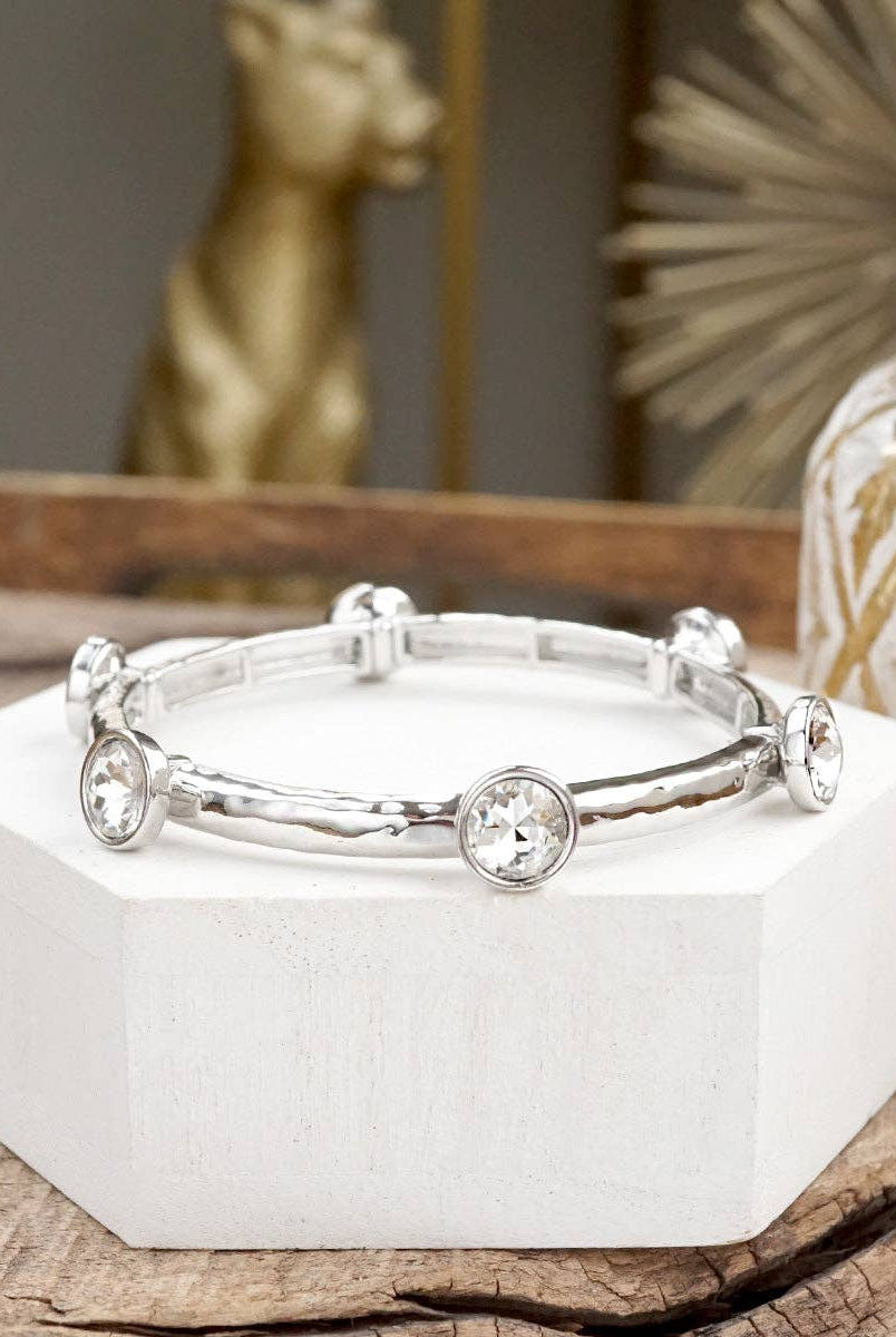 Sparkly clear crystals bangle in Gold Or Silver Tone-Bracelets-PennyLine inc-Stuffology - Where Vintage Meets Modern, A Boutique for Real Women in Crosbyton, TX