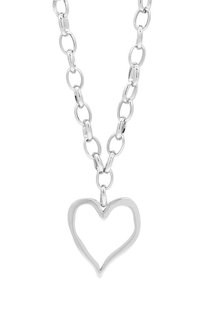 Silver Heart Link Necklace-Necklaces-Turquoise Haven-Stuffology - Where Vintage Meets Modern, A Boutique for Real Women in Crosbyton, TX