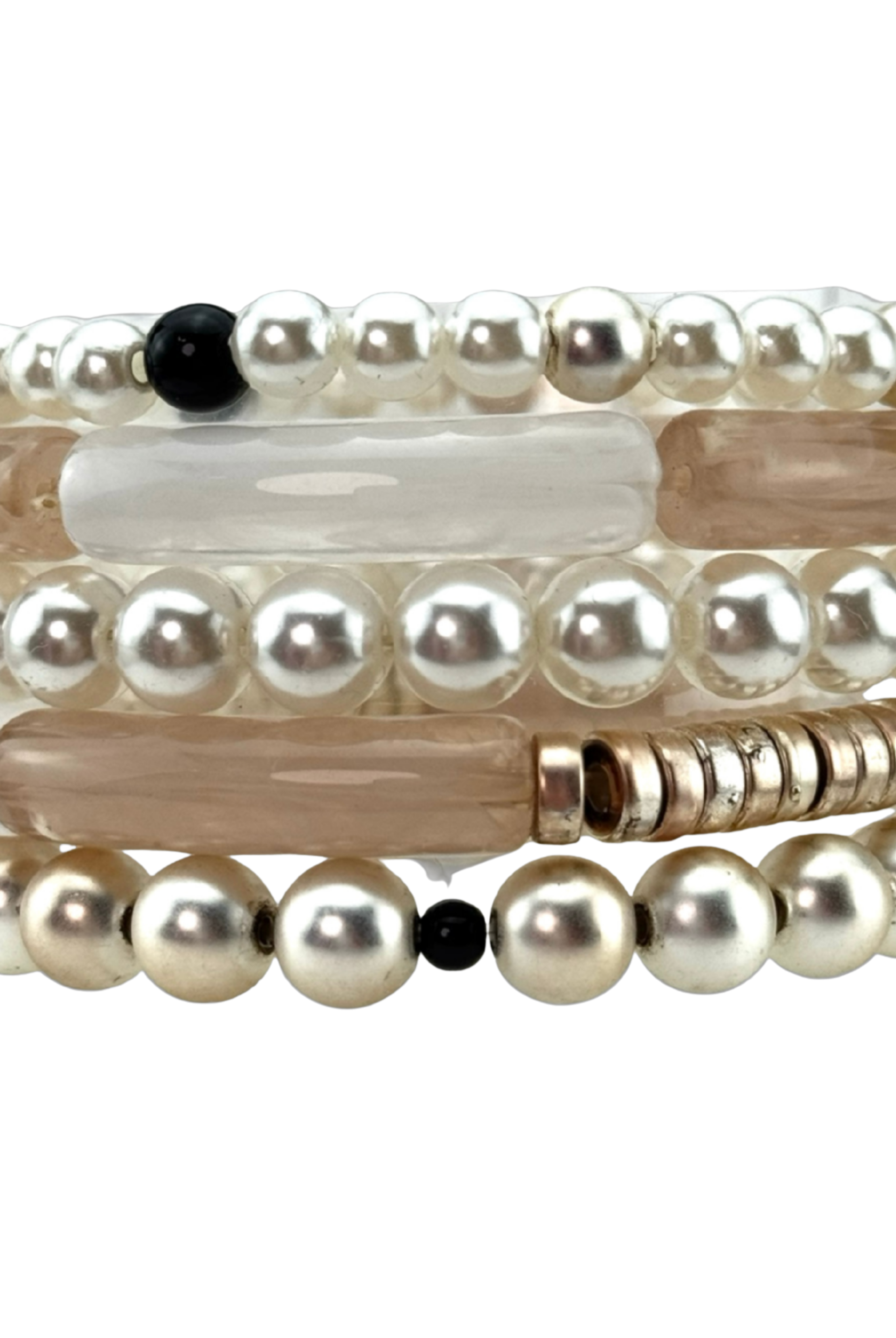 Pearl and bamboo bead bracelet set-Bracelets-Pink Panache Brands-Stuffology - Where Vintage Meets Modern, A Boutique for Real Women in Crosbyton, TX