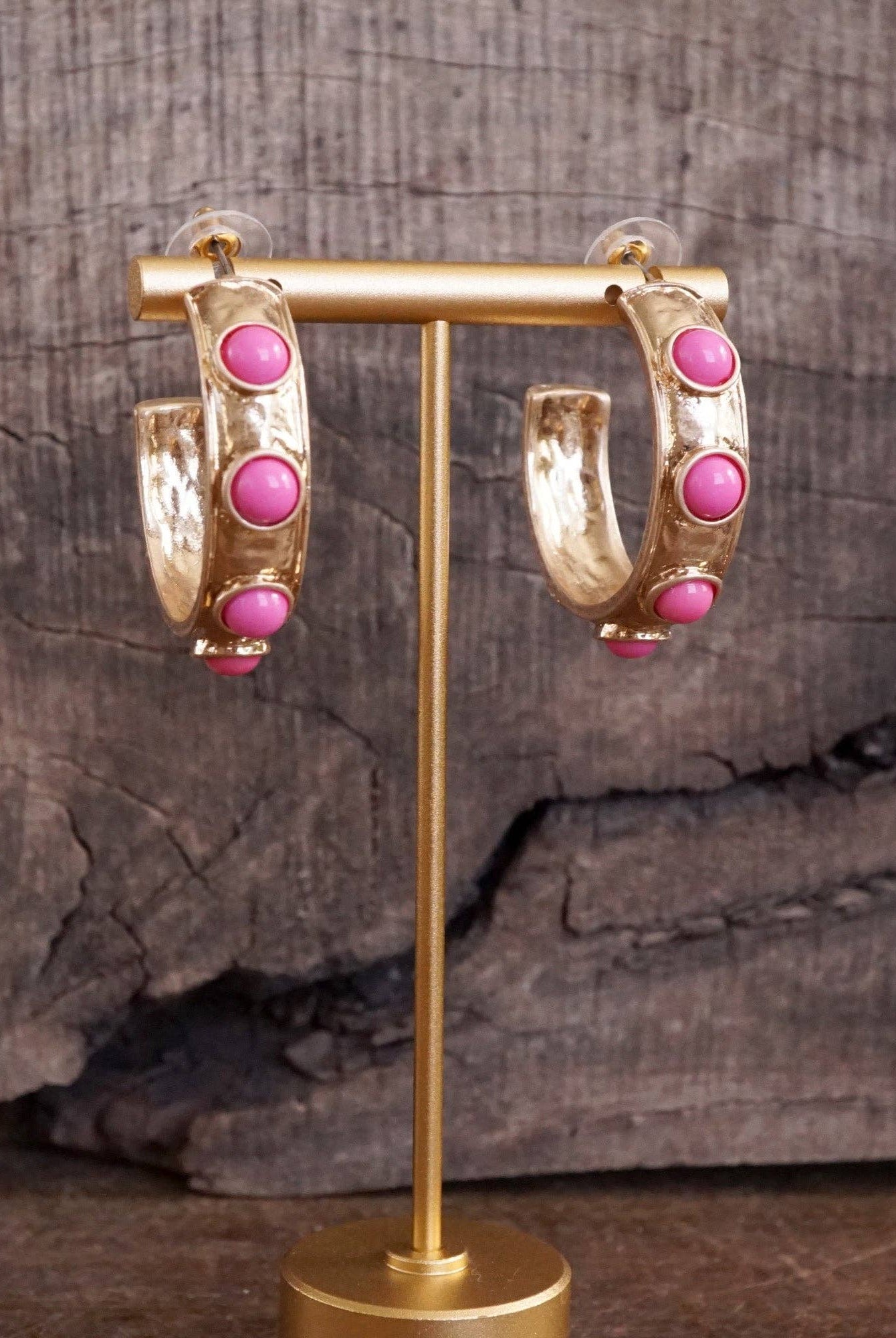 Jeweled Bubble Hoop Earrings – Colorful Acrylic Cabochons-PennyLine inc-Stuffology - Where Vintage Meets Modern, A Boutique for Real Women in Crosbyton, TX