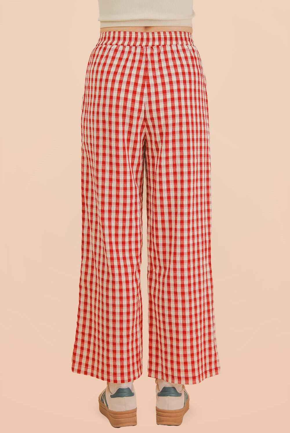 Elastic Waist Checkered Casual Pants-Pants-VERY J-Stuffology - Where Vintage Meets Modern, A Boutique for Real Women in Crosbyton, TX