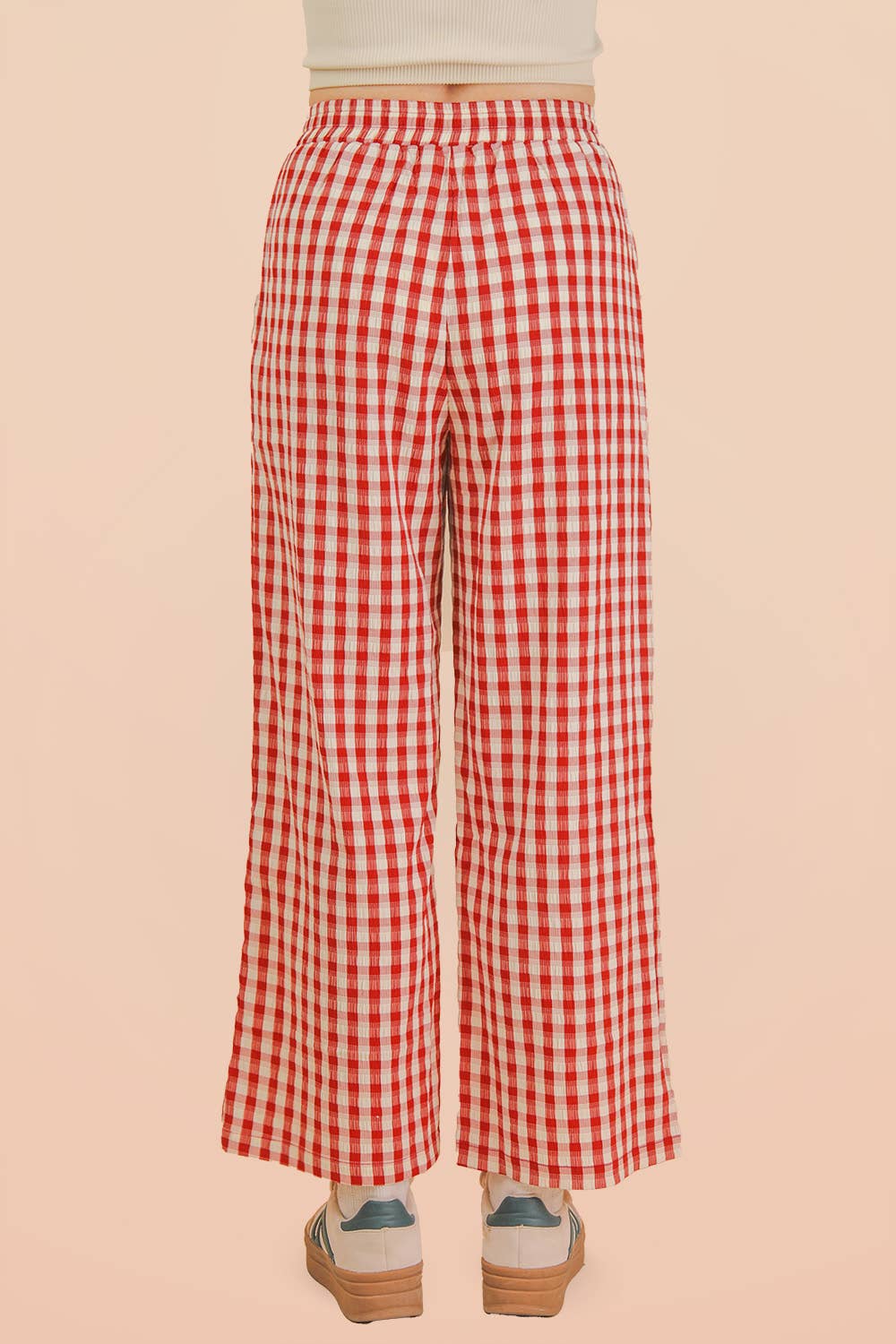 Elastic Waist Checkered Casual Pants-Pants-VERY J-Stuffology - Where Vintage Meets Modern, A Boutique for Real Women in Crosbyton, TX