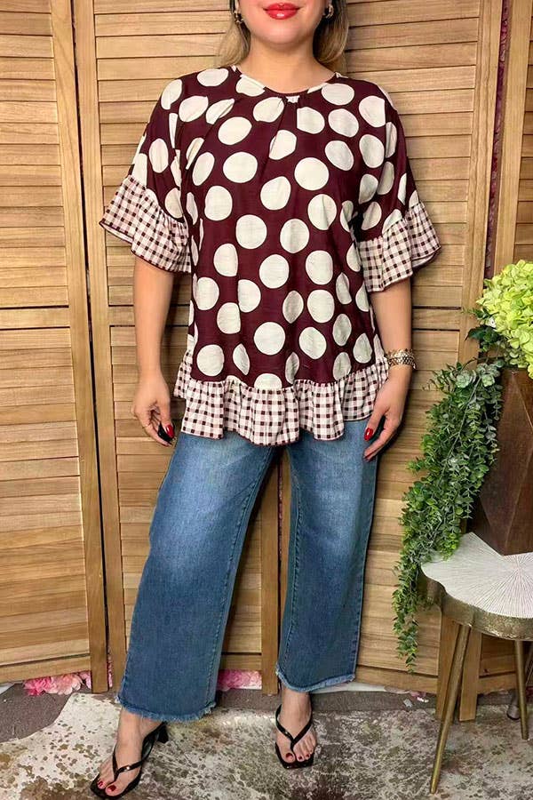 Trendy floral short sleeve women's boutique top GJQ17422-Blouse-luluclothes-Stuffology - Where Vintage Meets Modern, A Boutique for Real Women in Crosbyton, TX