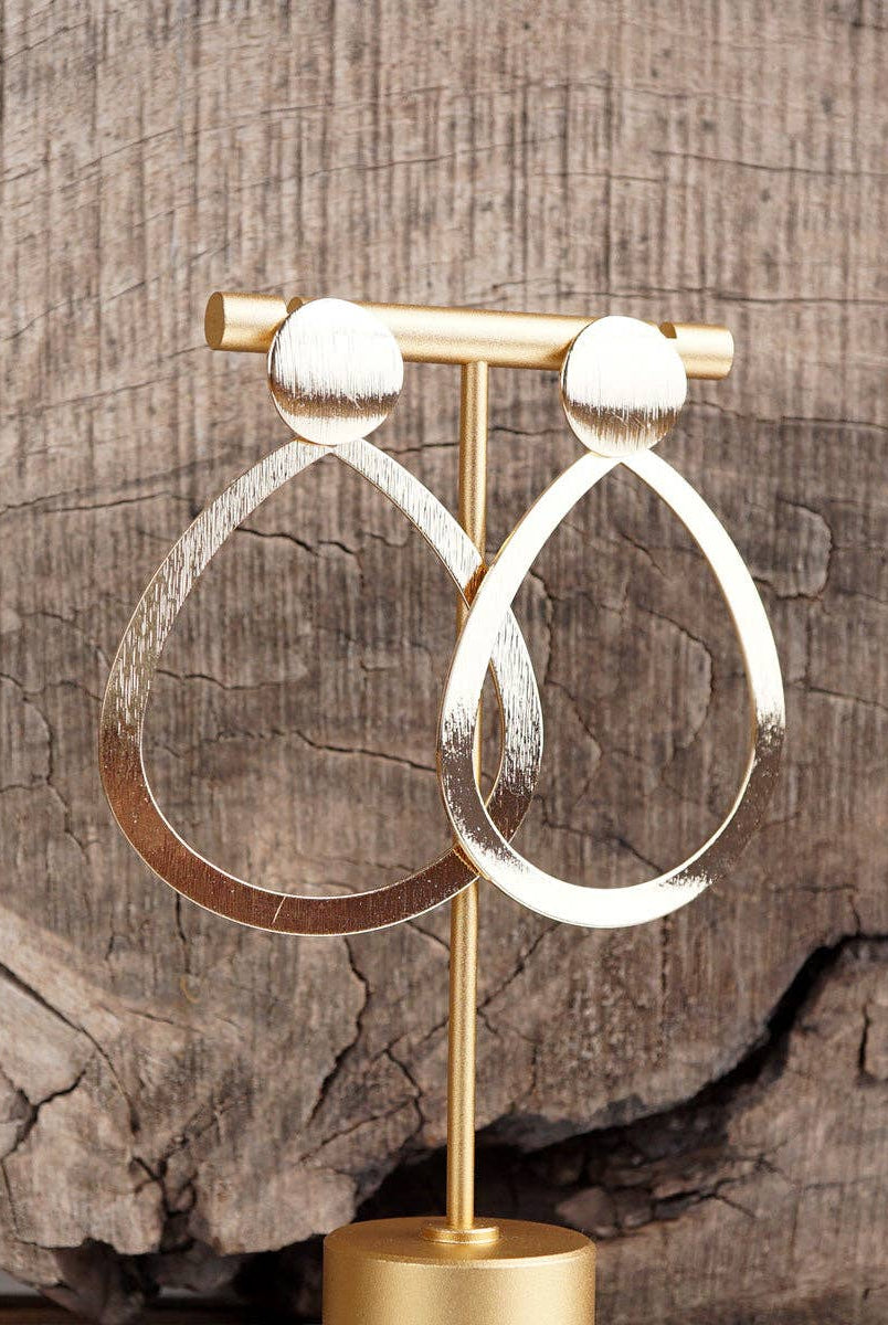 Teardrop Shape Statement Earrings – Gold Tone-PennyLine inc-Stuffology - Where Vintage Meets Modern, A Boutique for Real Women in Crosbyton, TX