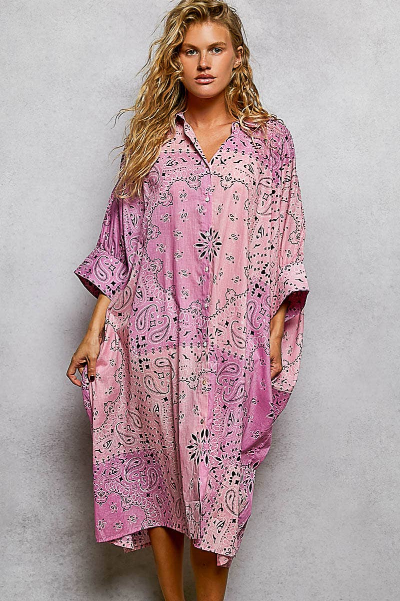 Short Sleeve Floral Printed Maxi Length Button Down Dress-Pol Clothing-Stuffology - Where Vintage Meets Modern, A Boutique for Real Women in Crosbyton, TX