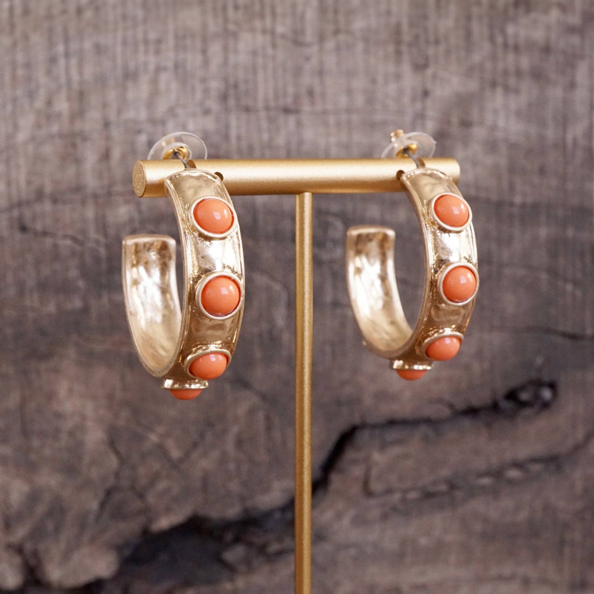 Jeweled Bubble Hoop Earrings – Colorful Acrylic Cabochons-PennyLine inc-Stuffology - Where Vintage Meets Modern, A Boutique for Real Women in Crosbyton, TX