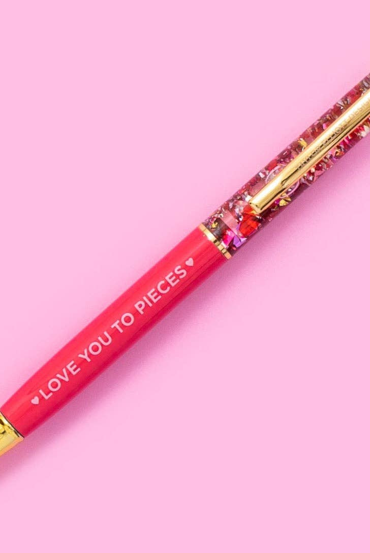 Pen - "Love You..." - Red w/ Red + Pink Confetti-PENS-Taylor Elliott Designs-Stuffology - Where Vintage Meets Modern, A Boutique for Real Women in Crosbyton, TX