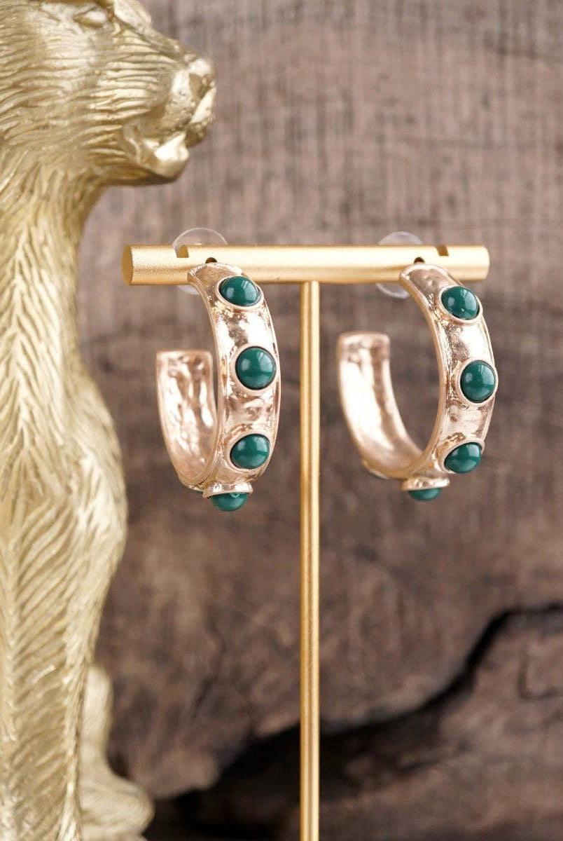 Jeweled Bubble Hoop Earrings – Colorful Acrylic Cabochons-PennyLine inc-Stuffology - Where Vintage Meets Modern, A Boutique for Real Women in Crosbyton, TX
