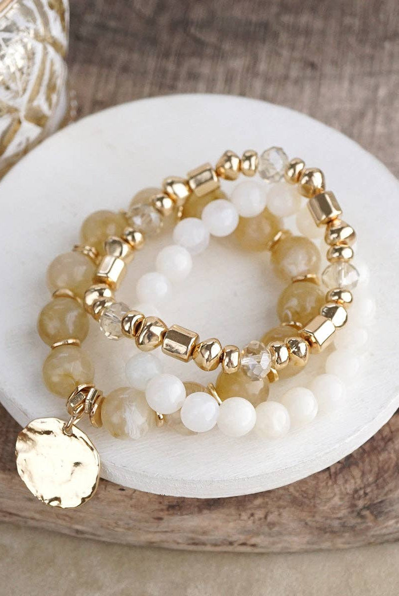 Gilded Sorbet Stack – Set of 3 Stretchy Beaded Summer Bracelets-Bracelets-PennyLine inc-Stuffology - Where Vintage Meets Modern, A Boutique for Real Women in Crosbyton, TX