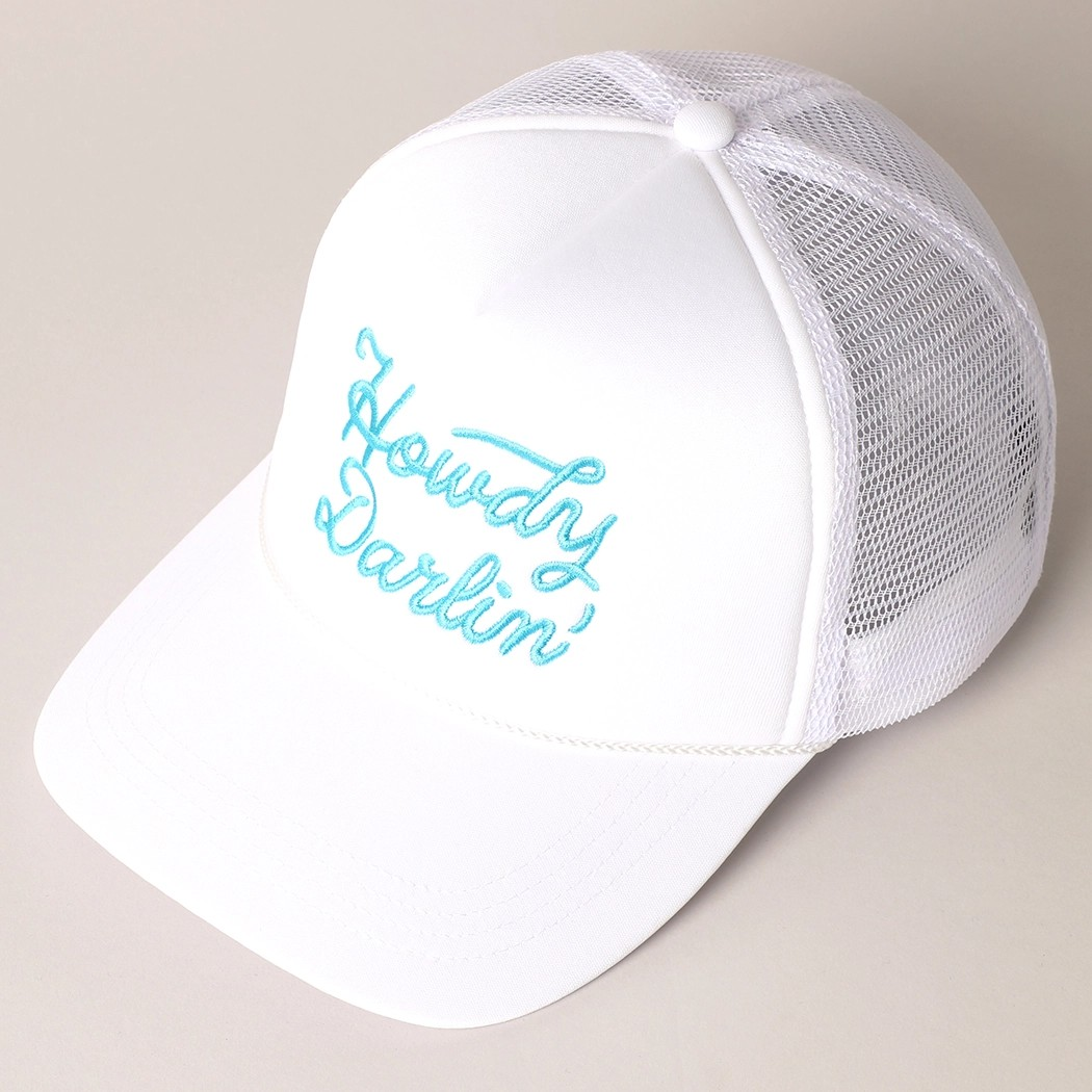 Howdy Darlin' Embroidered Mesh Back Trucker Cap | Stuffology Boutique-Hats-Fashion City-Stuffology - Where Vintage Meets Modern, A Boutique for Real Women in Crosbyton, TX