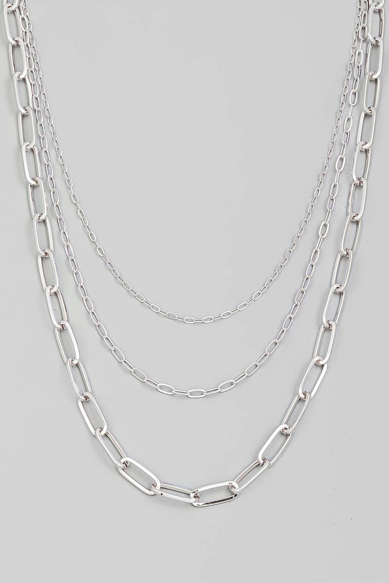 Triple Oval Chain Link Necklace-The Looks by Fame Accessories-Stuffology - Where Vintage Meets Modern, A Boutique for Real Women in Crosbyton, TX